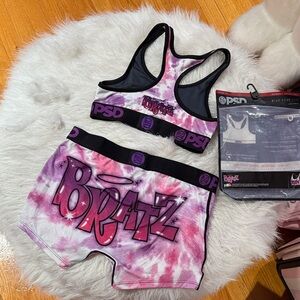 XS Small New PSD Pink & White Tie-Dye Bratz Sports Bra and Shorts Set